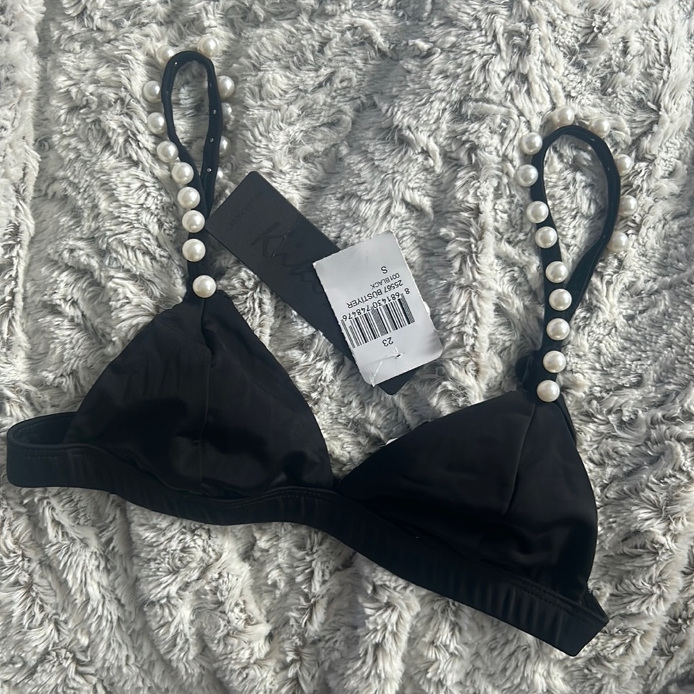 NWT KIKIRIKI BRALETTE W PEARL EMBELLISHMENTS